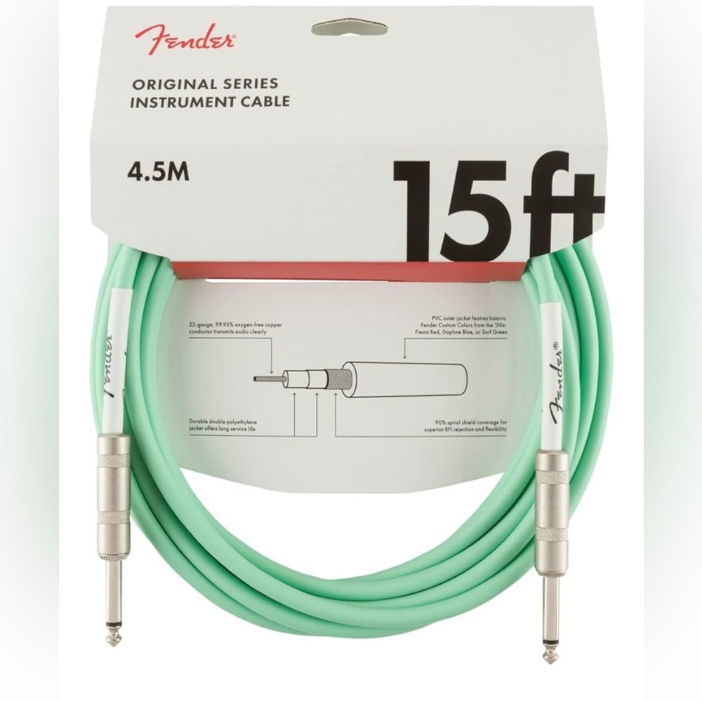 Fender 10ft Instrument Cable in Mint Green
